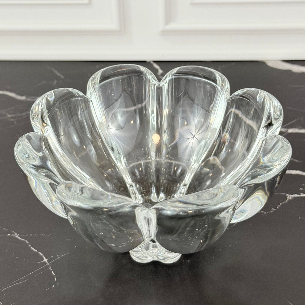 VTG Orrefors Crystal Octogonal Flower Candy Nut 6" Compote Bowl